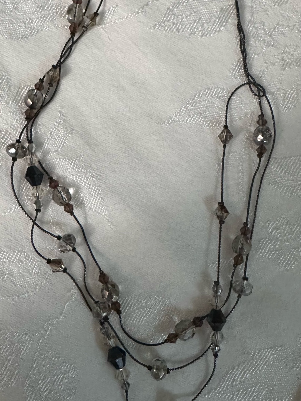 Multi-Strand Brown and Smoke Beaded Necklace - 3-Layer Women’s Jewelry